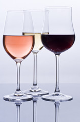 Wine Glasses Filled with Colorful Wine