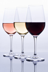 Wine Glasses Filled with Colorful Wine