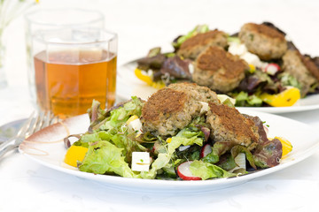 meatballs with salad