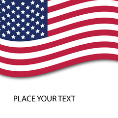 American flag isolated on white, with the place for text