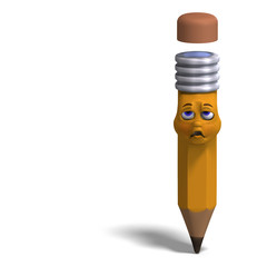 cute and funny cartoon pen with a lovely face. 3D rendering with