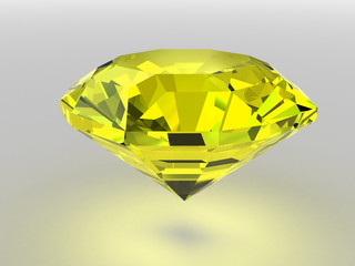 Fototapeta premium Yellow diamond rendered with soft shadows