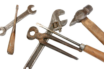 Set of dirty old hand-tools