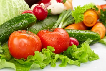 fresh vegetables on the white background