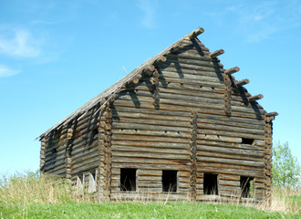 The destroyed wooden house