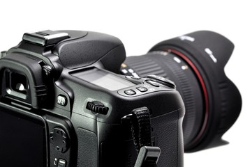 Professional digital camera isolated on white