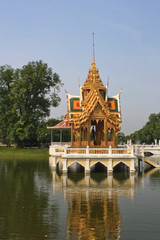 refection of castle on water