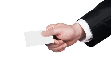 Hand with business card