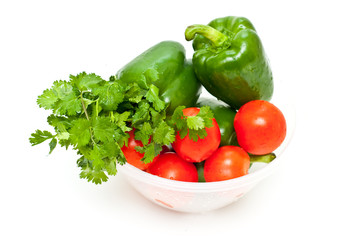green peppers, parsley and tomatoes