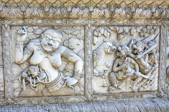 ancient art  about Ramayana on the wall