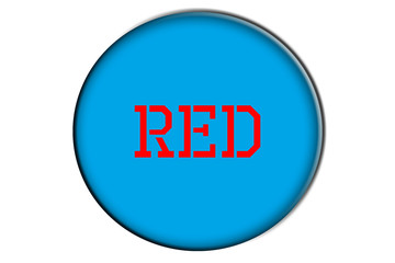 word red written in red into a blue circle