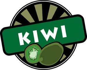 Label - kiwi, vector illustration