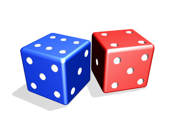 Dadi da Gioco Blu e Rosso-Blue and Red Dice-3d