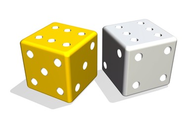 Dadi da Gioco d'Oro e d'Argento-Golden and Silver Dice-3d