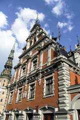 The historical monument Blackheads house in Old Riga, Latvia.