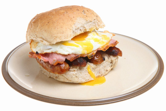 Breakfast Roll with Sausage, Bacon and Egg