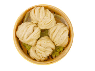 Chinese steamed roll. Close up on white background