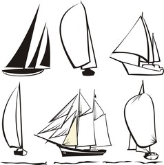 yachts silhouette - obrazy, fototapety, plakaty