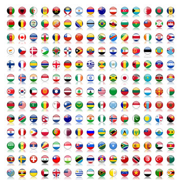 World Flag Buttons with reflection (flags translation version)