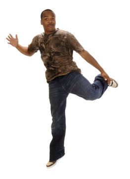 Young african american man dancing