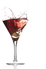 Cocktail splash on white