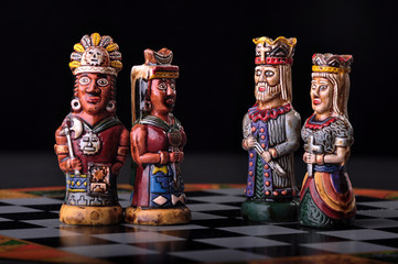 Pieces from an ecuadorian chess set between Incas & Spaniards