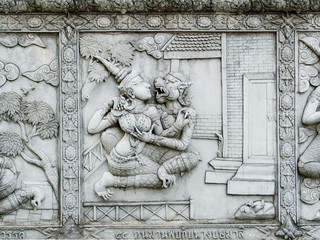 Ayutthaya temple wall reliefs nb. 4 - obrazy, fototapety, plakaty
