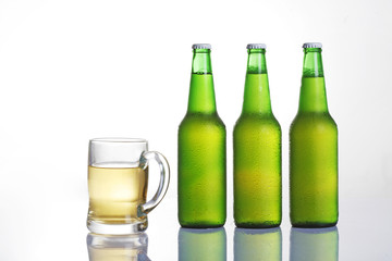 glass and bottle of beer