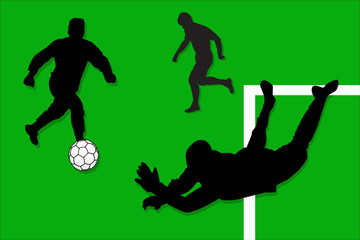 Fototapeta na wymiar Vector illustration of sportsmen at the football match