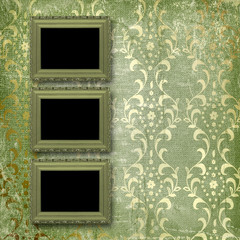 Old gold frames Victorian style on the wall in the room