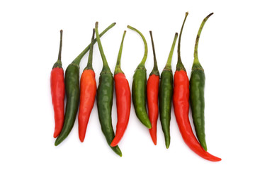 line of green and red chillies
