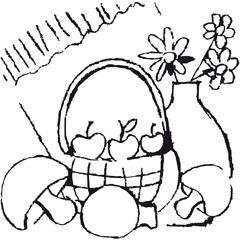pencil sketch of vegetables