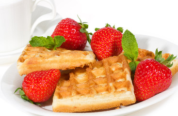 Waffles with strawberries