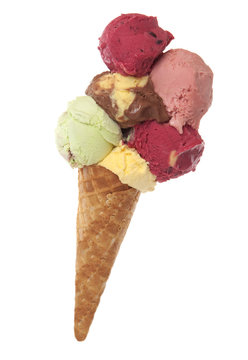 Ice cream on waffle basket