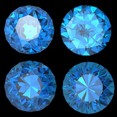 Round swiss blue topaz