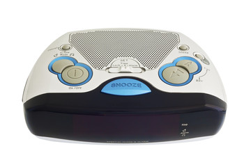 Digital alarm clock on a white background