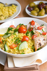 Chicken tabbouleh in a bowl