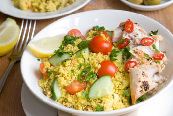 Chicken tabouleh in a bowl