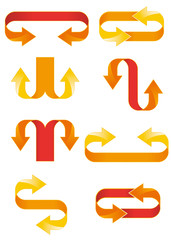 flèches 2D oranges, rouges et jaunes