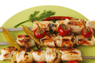 roast shish kebab with vegetables