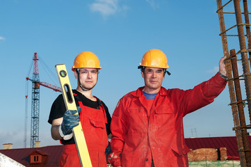 builders workers at construction site