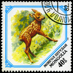 MONGOLIA - CIRCA 1982 Young deer