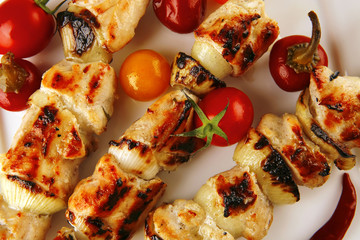 grilled chicken shish kebab