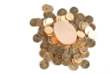 egg with coins