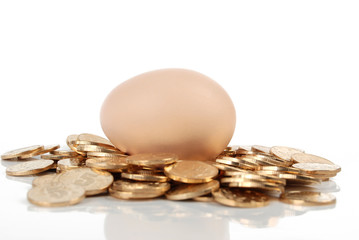 egg with coins