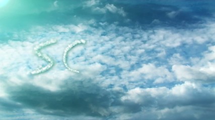 blue background with white clouds and word soul