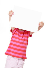 little girl with white board