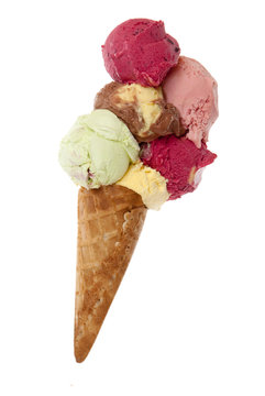 italian ice-cream on waffle basket