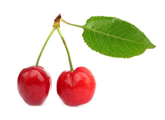 Cherry with leaf