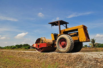 Obraz premium tractor building the road